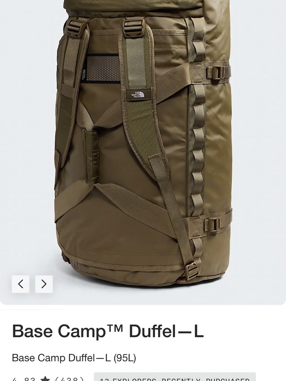 The North Face Base Camp Duffel L in Olive